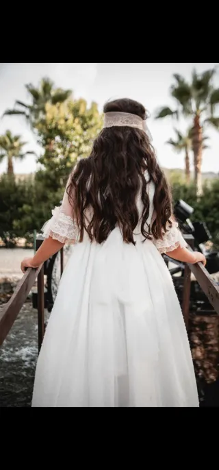 Traje de Comunión Niña Blanco y Rosa