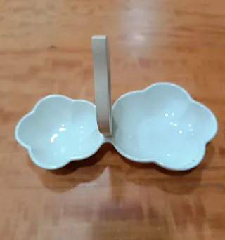 Porta stuzzichini in porcellana e legno