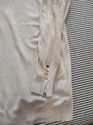 Blusa cuello alto beige mujer elástico