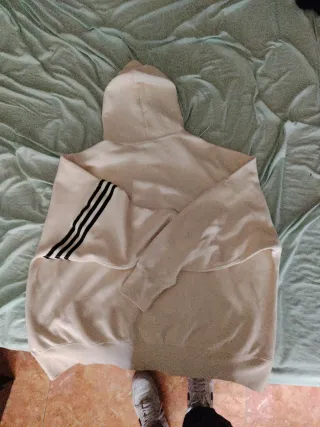Sudadera Adidas Beige con Rayas Negras