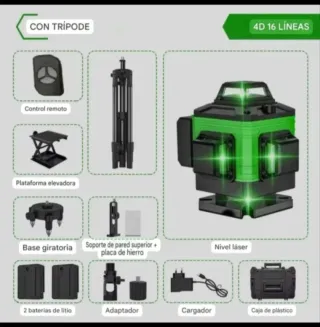 Nivel Láser 4D 16 Líneas Trípode Maletín
