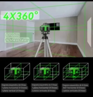Nivel Láser 4D 16 Líneas Trípode Maletín