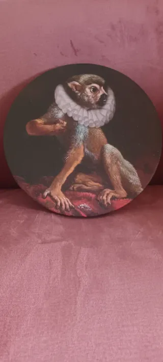 Quadro rotondo scimmia con collare