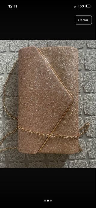 Vestido de ceremonia dorado y rosa