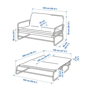 Sofá cama Ikea 2 plazas gris/negro
