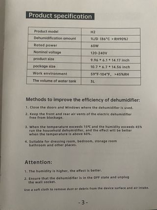 Deshumidificador 60W - 2 unidades