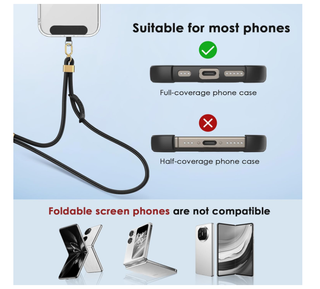 Cordino Universale per Cellulare Gancio Nero