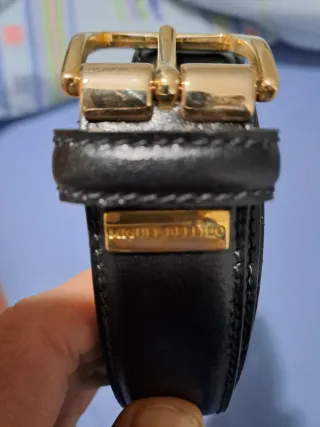 Cinturón Piel Negro Hebilla Dorada Miguel Bellido.