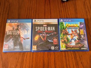 Pack Juegos PS4/PS5: Battlefield, Crash, Spider-Ma
