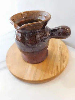 Jarra francesa de cerámica esmaltada vintage