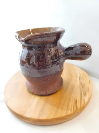 Jarra francesa de cerámica esmaltada vintage