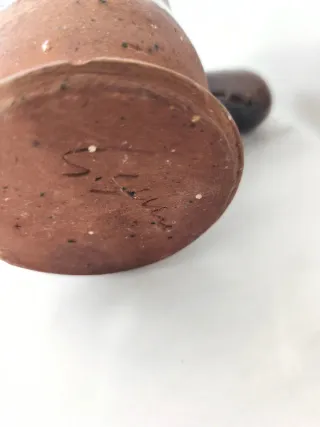 Jarra francesa de cerámica esmaltada vintage