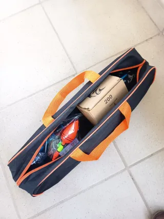 Caña de pescar 2.10m + carrete y funda