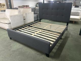 Cama Emeli tapizada gris