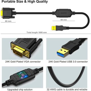 Cable USB 3.0 a VGA 1.8m