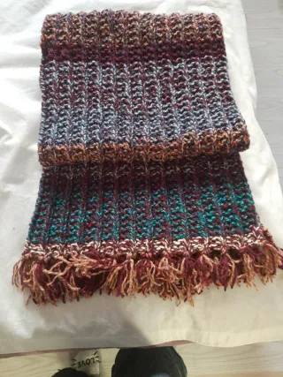 Bufanda lana tejida a mano multicolor