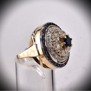 Anillo Vintage Diamantes y Zafiros