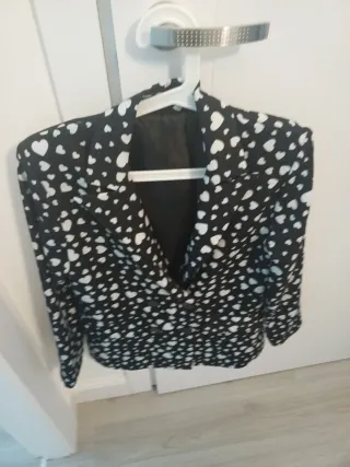 Blazer donna con cuori bianco/nero