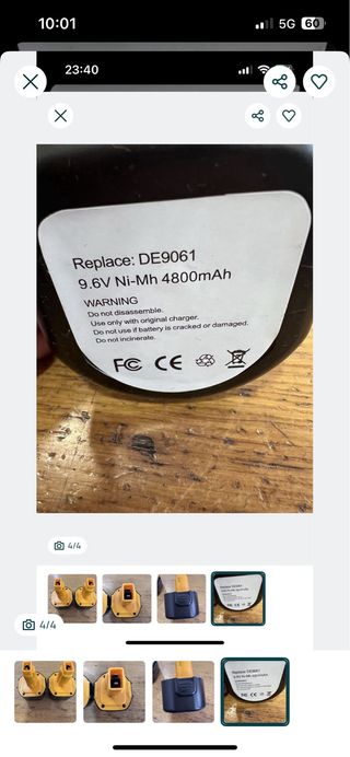 Bateria DeWalt DE9061 9.6V 4800mAh