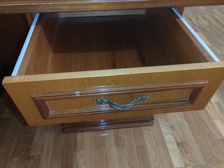 Escritorio antiguo madera y cristal