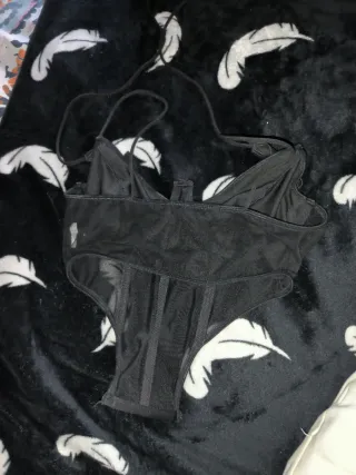 Top Corset Encaje SHEIN Negro Talla XS