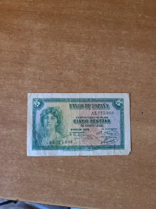 Billete 5 Pesetas Banco de España 1935