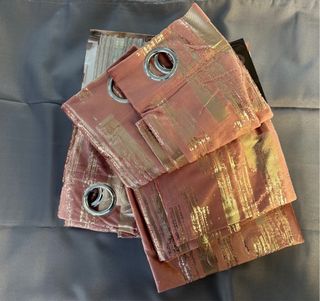 2 Tende Liri 130x275 Coprente Velluto Rosa / Oro