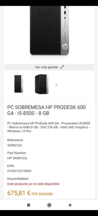 HP ProDesk 600 G4 i5-8500 1TB