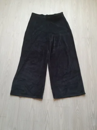 Pantalón Palazzo Mujer Terciopelo Negro XL