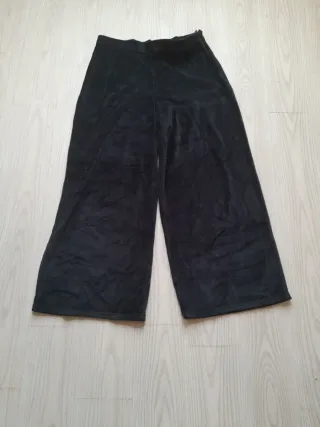 Pantalón Palazzo Mujer Terciopelo Negro XL