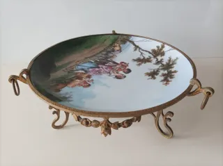 Bandeja de porcelana antigua decorada