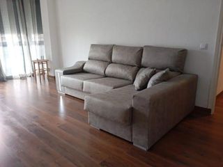 Sofá modular tela gris y marrón