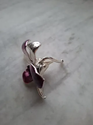 Fiore decorativo metallo viola e argento