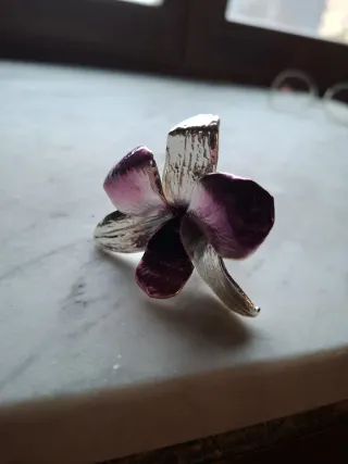 Fiore decorativo metallo viola e argento