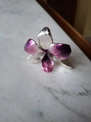 Fiore decorativo metallo viola e argento