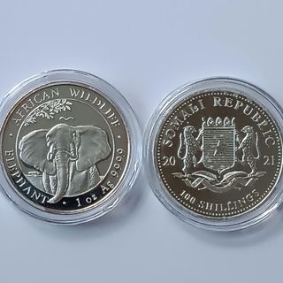 Moneda Plata Elefante Somalia 2021 1oz Ag 9999