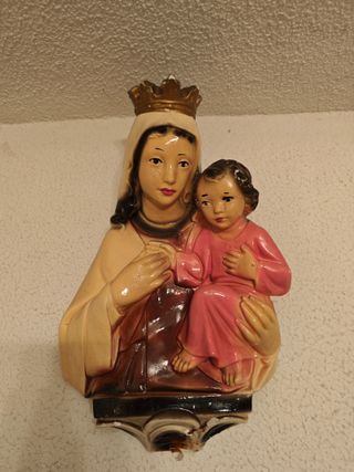 Figura decorativa Virgen del Carmen y niño Jesús