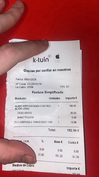 Auriculares AirPods 4 Gen Control Ruido