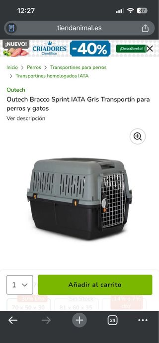 Transportín perro gris y negro