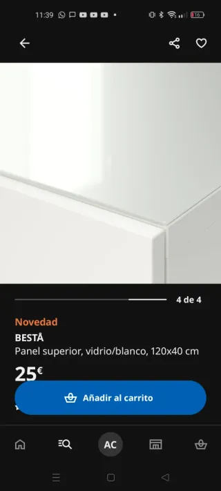 Mueble BESTA Ikea Blanco con panel de cristal