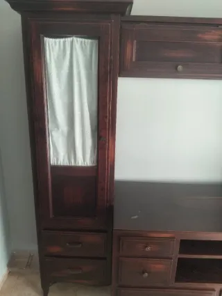 Mueble TV madera y cristal