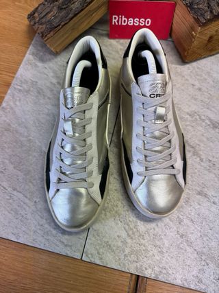 Sneakers donna argento e bianche