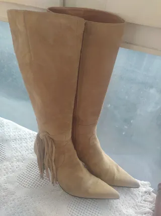 Botas L'Atouche Beige con Flecos