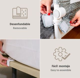 Barrera Cama Infantil 90cm Estrellas Gris