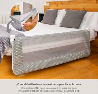 Barrera Cama Infantil 90cm Estrellas Gris
