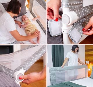 Barrera Cama Infantil 90cm Estrellas Gris