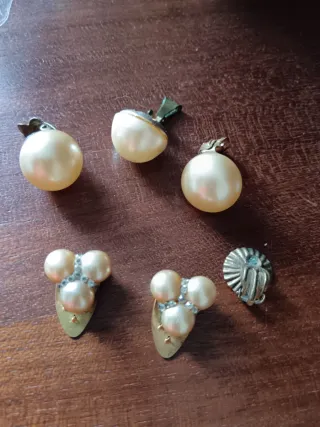 Pendientes antiguos perlas dorados