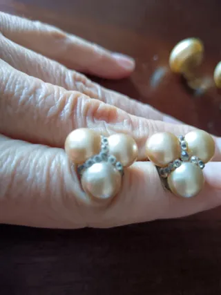 Pendientes antiguos perlas dorados