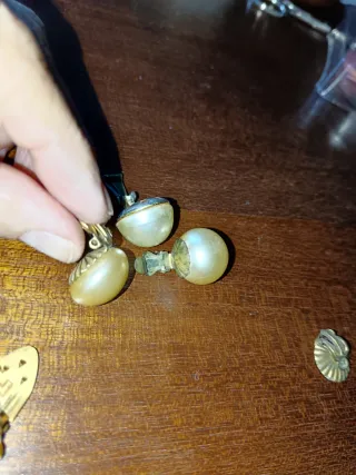 Pendientes antiguos perlas dorados