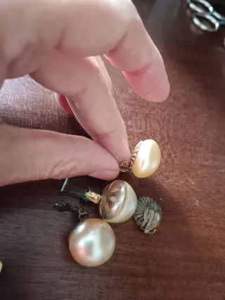 Pendientes antiguos perlas dorados